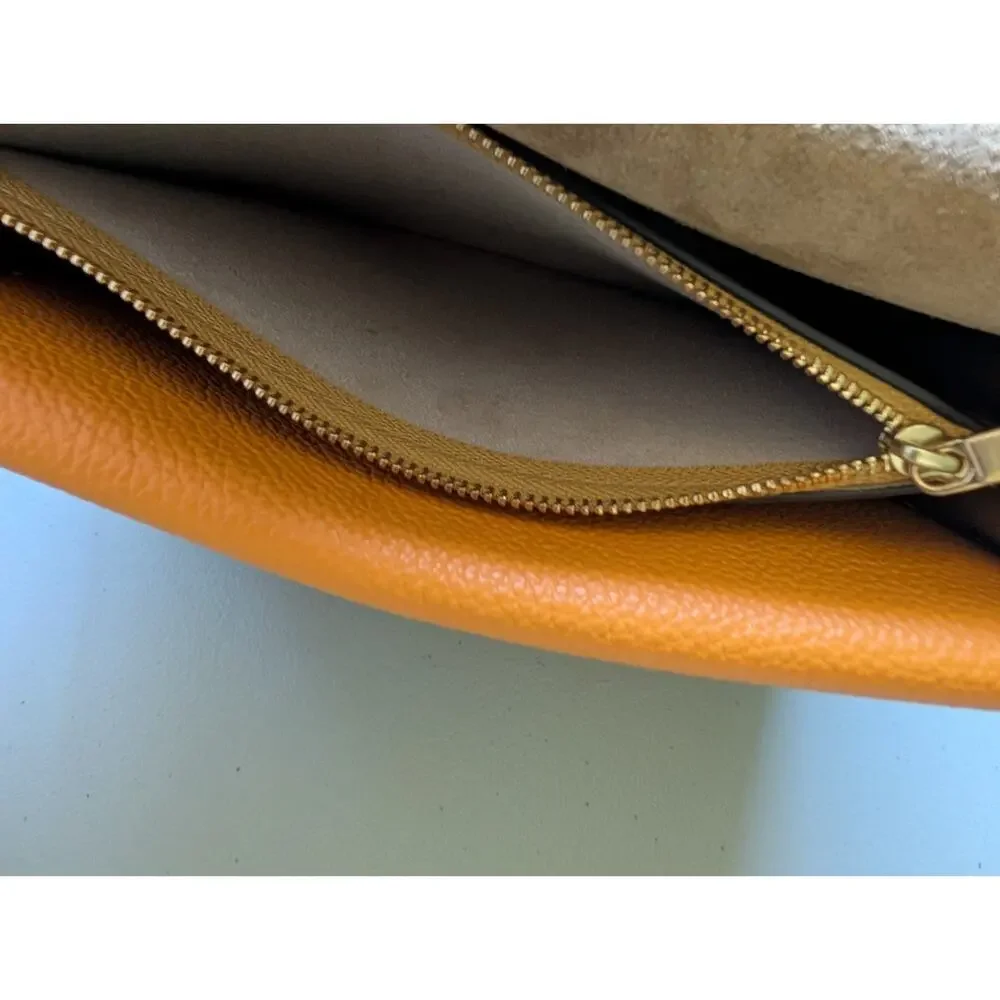 Tory Burch Lee Radziwill Pebbled Shoulder Bag Orange Citrine